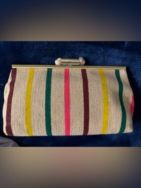 JCrew Multicolor Striped Canvas Clutch